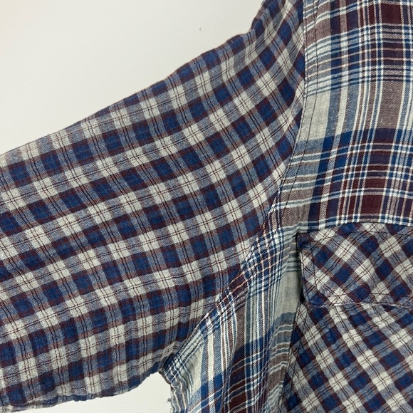 Melissa McCarthy Seven7 Blue Red Plaid Cotton Modal Blend Button-Down 2X Blouse - Picture 4 of 10